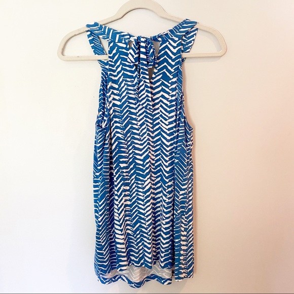 Blue and white halter top with beaded detail. - Picture 2 of 2